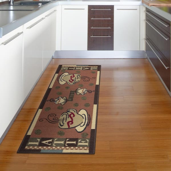 Ottomanson Siesta Kitchen 2 X 5 (ft) Beige Chef Indoor Abstract Mid-century  Modern Machine Washable Runner Rug in the Rugs department at