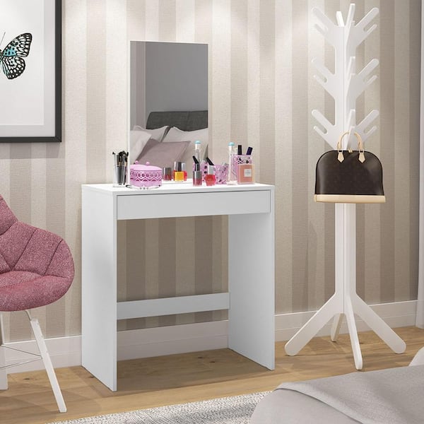 Kansas White Makeup Vanity with Mirror