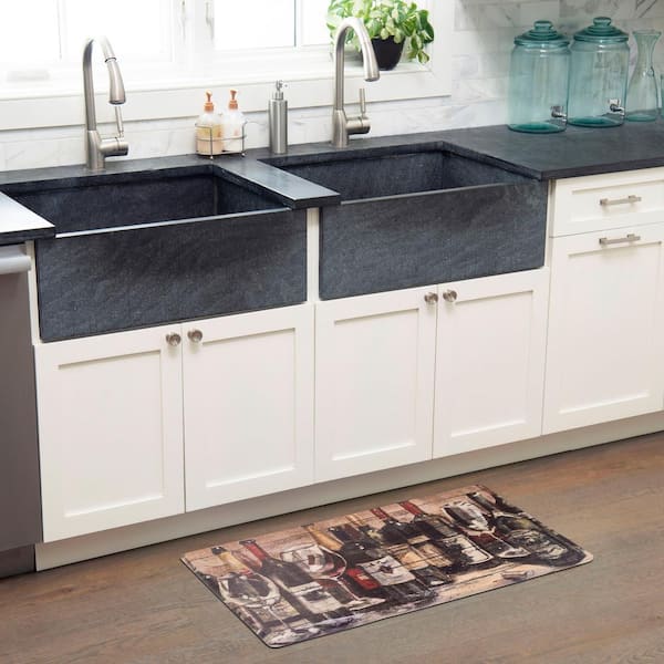 Sohome Cozy Living Wine Collection Brown 20 in. x 36 in. Anti Fatigue Kitchen Mat
