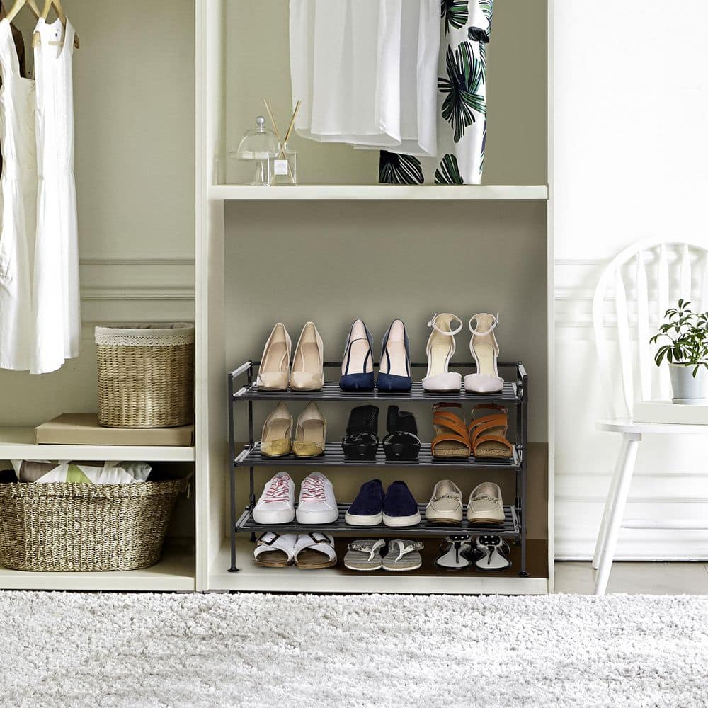 Espresso Metal 3-Tier Stackable Shoe Storage Rack