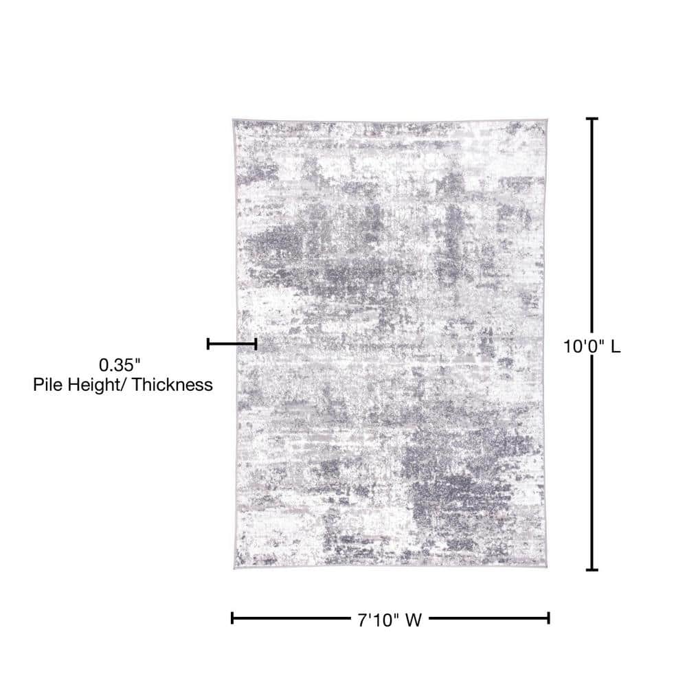 Gray Abstract 5' x 7' Stain-Resistant Synthetic Area Rug