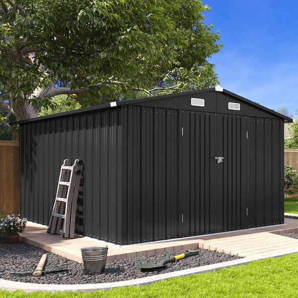 Sizzim 10 ft. W x 12 ft. D Outdoor Metal Shed with Double Door