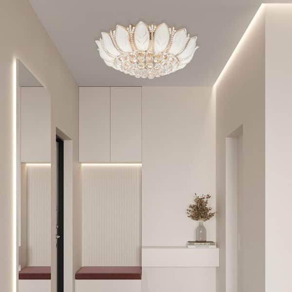 OUKANING 23.62 in. 7-Light Modern Gold Lotus Flower Shape