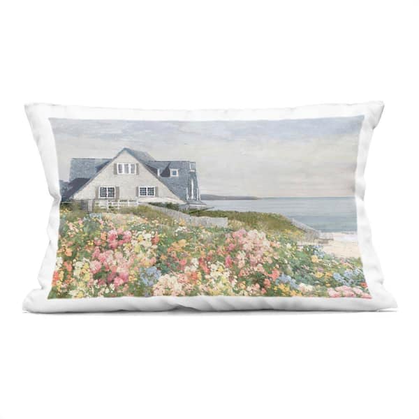 Stupell Industries Coastal Cottage Meadow Green Abstract Polyester 14 in. X 20 in. Throw Pillow
