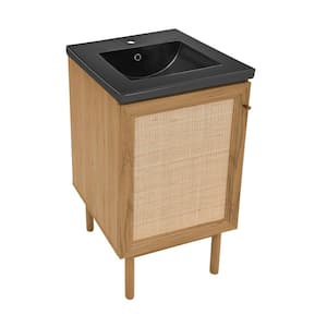 Classe 18 in. Bathroom Vanity in Oak with Black Ceramic Sink Top