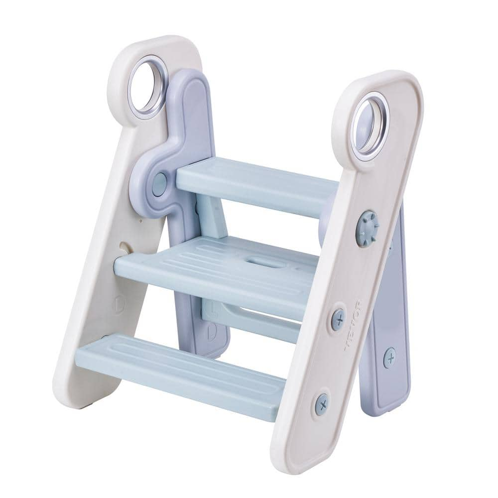 VEVOR Toddler Step Stool for Kids Adjustable 3-Step to 2-Step Plastic Standing Stool Helper Foldable 2 ft.Reach Height for Kid