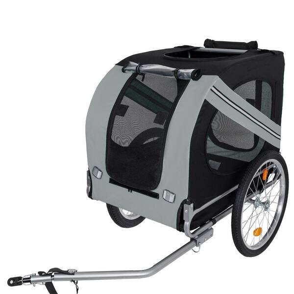 Large Folding Dog Bike Trailer – 120LB Pet Carrier with All-Terrain Wheels, Durable Steel Frame for Cycling, Jogging & Outdoor Adventures – Black & Orange