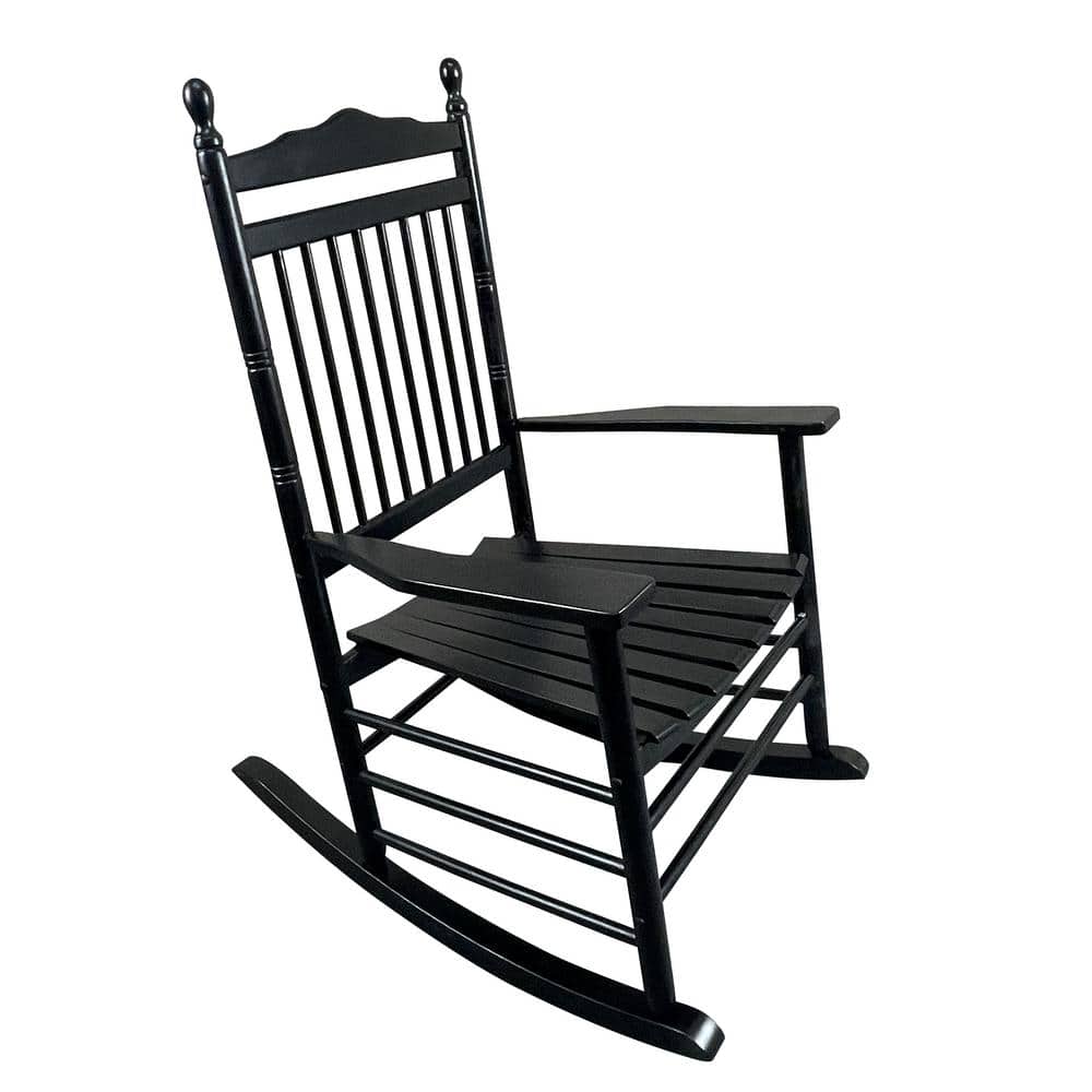 Black Solid Wood Outdoor Rocking Chair