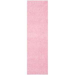 Athens Shag Pink 2 ft. x 8 ft. Solid Runner Rug