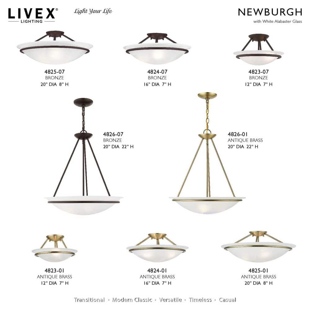 Newburgh 22" Bronze and White Alabaster Glass Bowl Pendant