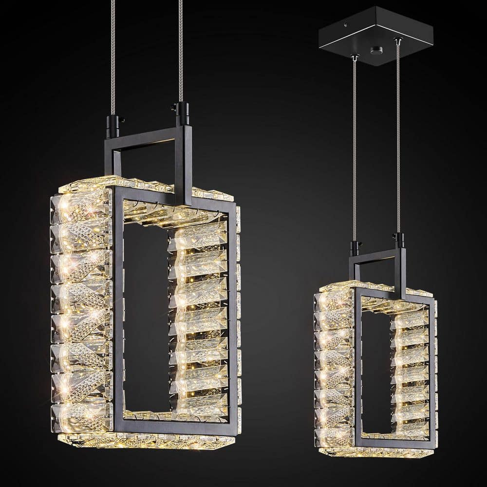 Home Lighting 12W 1-Light Black Rectangle Modern Led Crystal Pendant Light for Dining Room Living Room Kitchen price history on PriceWatchPro