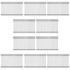 5 ft. x 8 ft. Heavy-Duty Flat Top Metal Fence Panel, Anti-Rust Decorative Garden Fence Panel (Pack of 10)