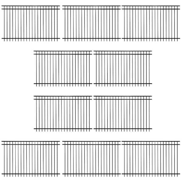 Fencer Wire 5 ft. x 8 ft. Heavy-Duty Flat Top Metal Fence Panel, Anti-Rust Decorative Garden Fence Panel (Pack of 10)