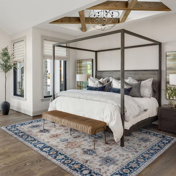 Gertmenian Micah Blue 5 ft. x 7 ft. Crystal Print Polyester Digital Printed Area Rug