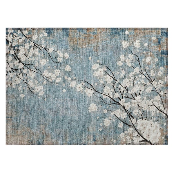 Chantille Machine Washable Indoor/Outdoor Abstract ACN2248 Denim 1 ft. 8 in. x 2 ft. 6 in. Accent Rug