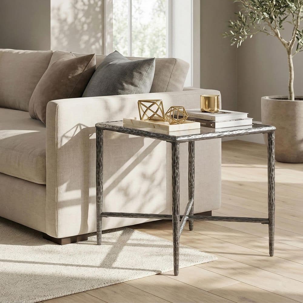 Furniture of America Parto 18 in. Modern Forged Metal Gray Square