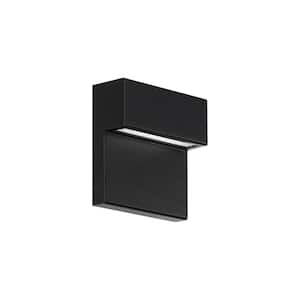 Balance Black Indoor/Outdoor Hardwired Coach Sconce with Color Selectable Integrated LED
