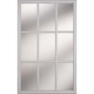 9-Lites Glass with External Grills 22 in. x 36 in. x 1 in. with White Frame Replacement Glass Panel