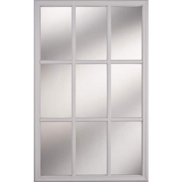 ODL 9-Lites Glass with External Grilles 20 in. x 36 in. x 1/2 in. with White Frame Replacement Glass Panel