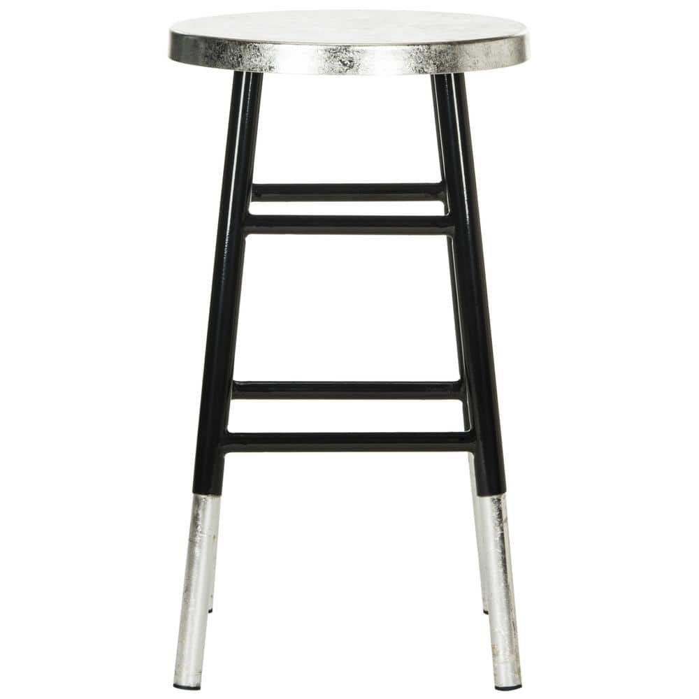 Kenzie 24" Black and Silver Metal Counter Stool