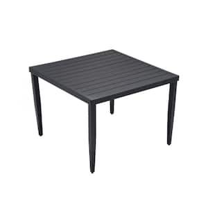 Outdoor Patio Aluminum 40 in. x 40 in. Square Dining Table with Tapered Feet And Umbrella Hole, Ember Black