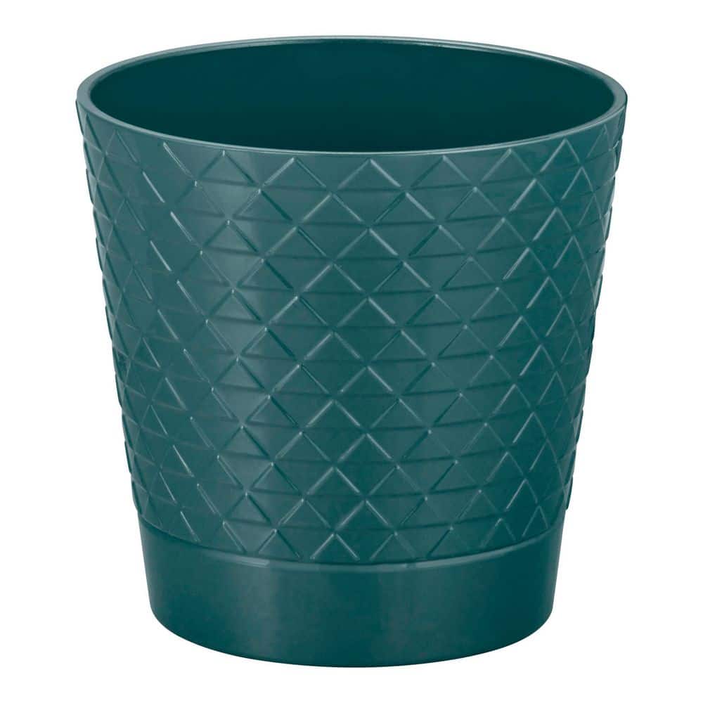 Vigoro Shelby Small Green Plastic Round Planter With Drainage
