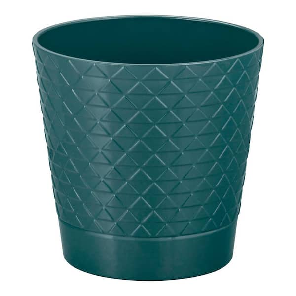 Vigoro Shelby Small Green Plastic Round Planter With Drainage Holes (6 in. L x 6 in. W x 6 in. H)