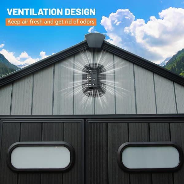 8 ft. W x 10 ft. D Resin Shed with Lockable Door and Windows and Vents, Outside Tool Storage Sheds in Grey (78 sq. ft. )
