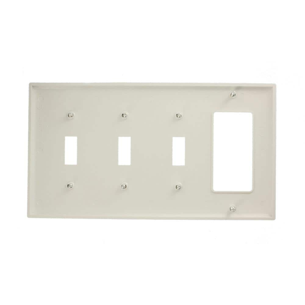 White 4-Gang 3-Toggle 1-Decora Nylon Wallplate