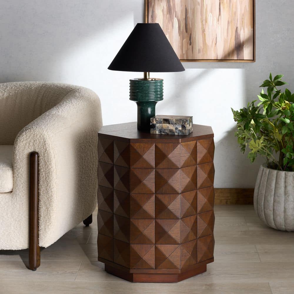 SAFAVIEH Patty 20 in. Walnut Octagon Wood End Table SFV7252B - The