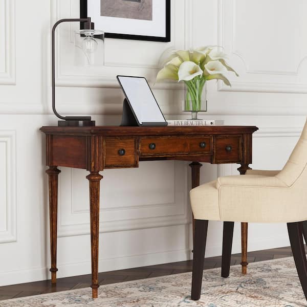 Butler Specialty Company Edmund 38 in. W Rectangular Medium Brown Wood 2-Drawer Writing Desk