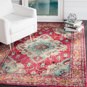 Monaco 2 ft. x 4 ft. Pink/Multi Border Area Rug