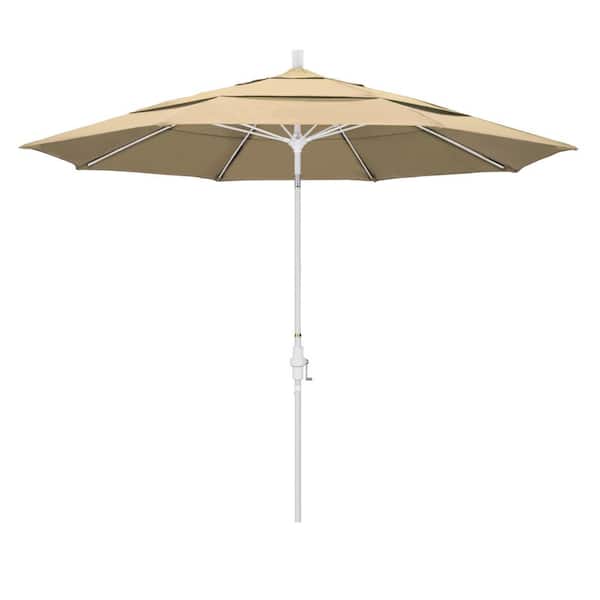 California Umbrella 11 ft. Fiberglass Collar Tilt Double Vented Patio Umbrella in Antique Beige Olefin