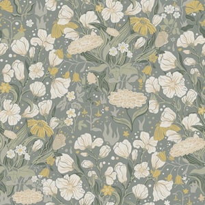 Hava Green Meadow Flowers Wallpaper Sample