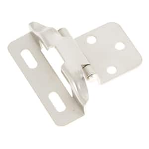 Self-Closing Semi-Concealed 1/4 in. Overlay Face Frame Partial Wrap Satin Nickel Cabinet Hinge (5-Pairs)