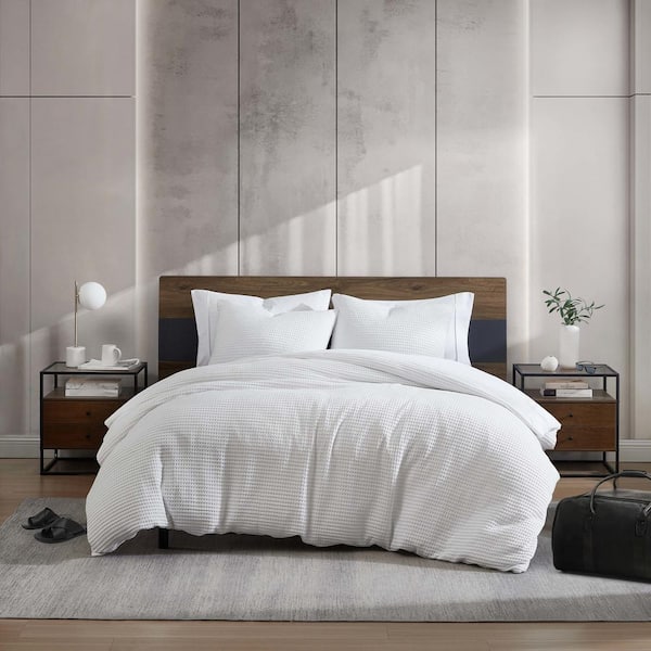 Unbranded KCNY Solid Waffle White Polyester Full/Queen Comforter Set