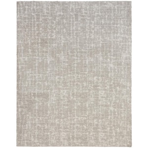 Modern Grey Ivory 8 ft. x 10 ft. Shag Abstract Contemporary Area Rug