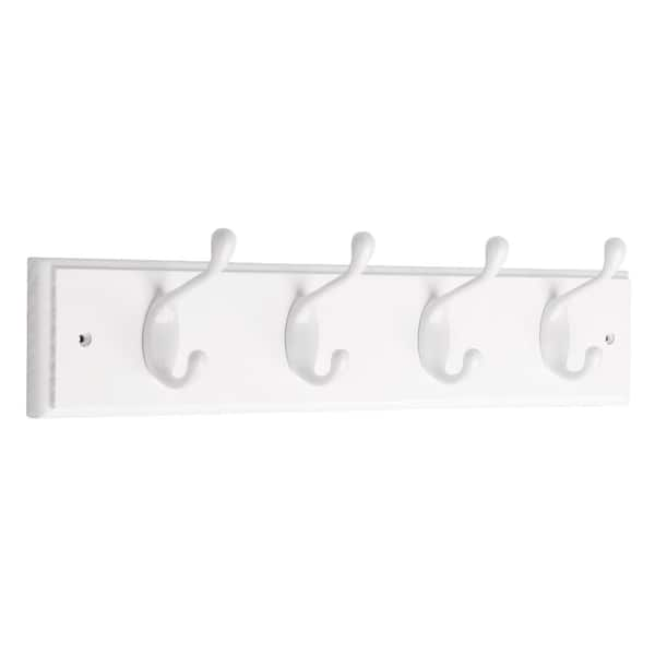 17-5/7 in. L Satin Nickel Bevel Tipped 4 Hooks On White Hook Rail