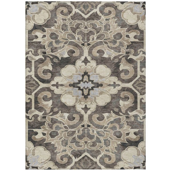 Chantille Machine Washable Indoor/Outdoor Abstract ACN1947 Chocolate 3 ft. x 4 ft. Area Rug