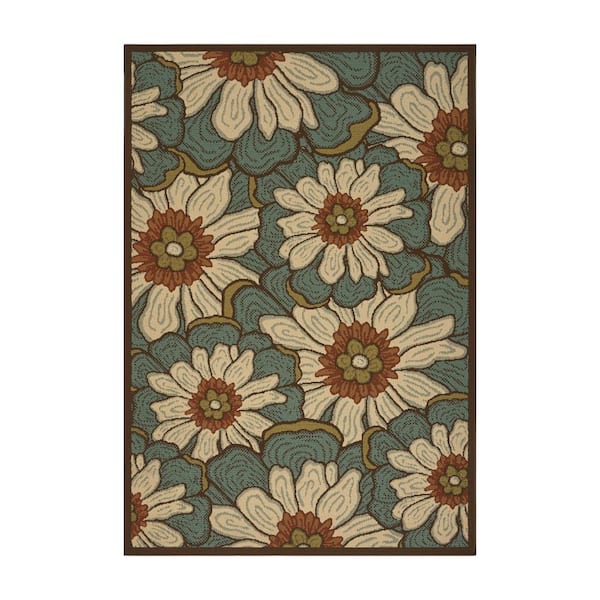 Noble House Brynn Multi-Colored 5 ft. x 8 ft. Floral Indoor/Outdoor Area Rug