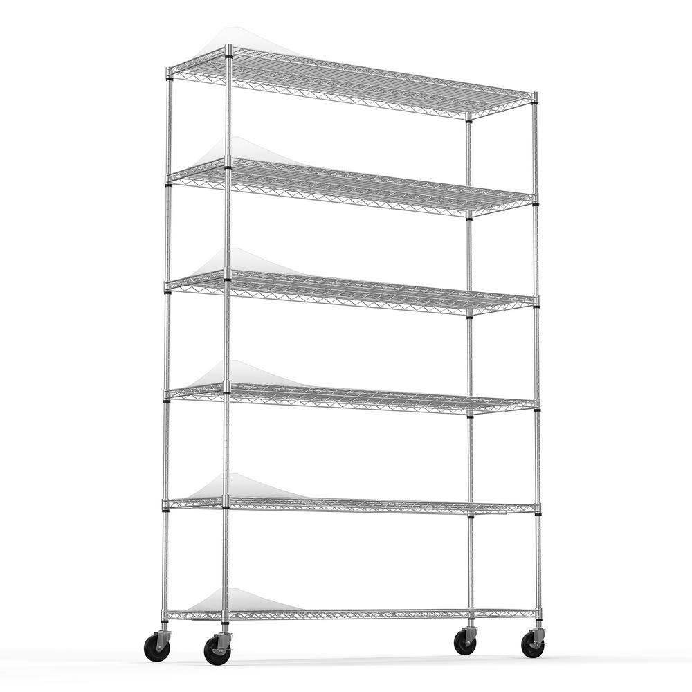 48.00 in. W Chrome 6Tier Metal Pantry Organizer, Adjustable Metal