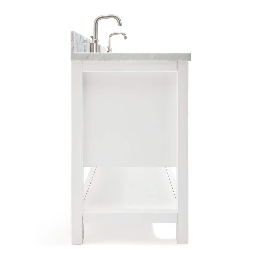 Magnolia 61" White Double Sink Bathroom Vanity with Marble Top