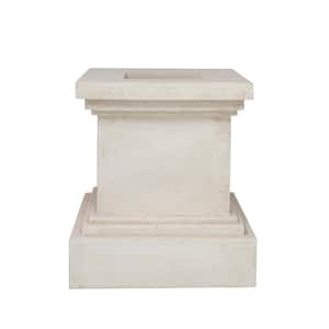 16-1/2 in. Aged White Square Cast Stone Fiberglass Pedestal Planter
