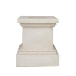 16-1/2 in. Light Aged White Square Cast Stone Fiberglass Pedestal Planter