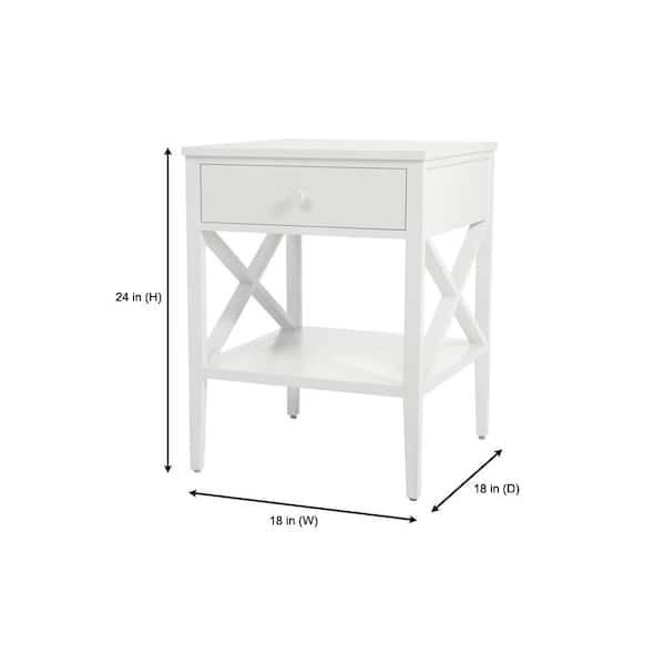 StyleWell Oakley Rectangular White Wood 1 Drawer End Table with X Side  Detail (18 in. W x 24 in. H) BS1812331-WHT - The Home Depot