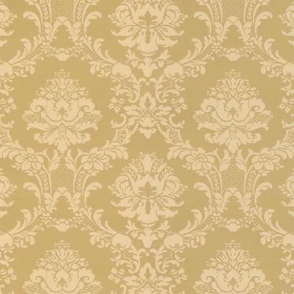 Document Damask Wallpaper in Cream and Gold