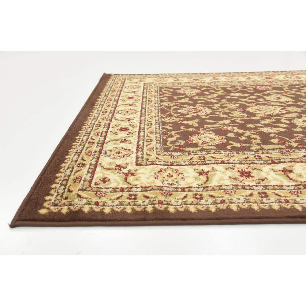 Classic Elegance 4' x 6' Brown Floral Synthetic Area Rug
