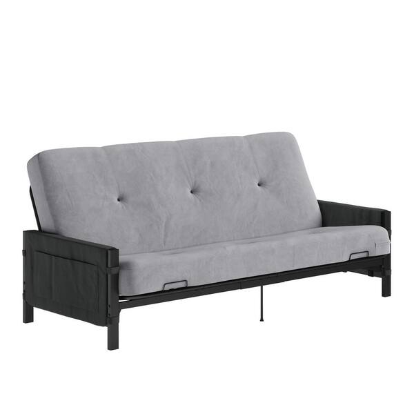 REALROOMS Avanti Black Metal Futon Frame with Storage Pockets 2491059