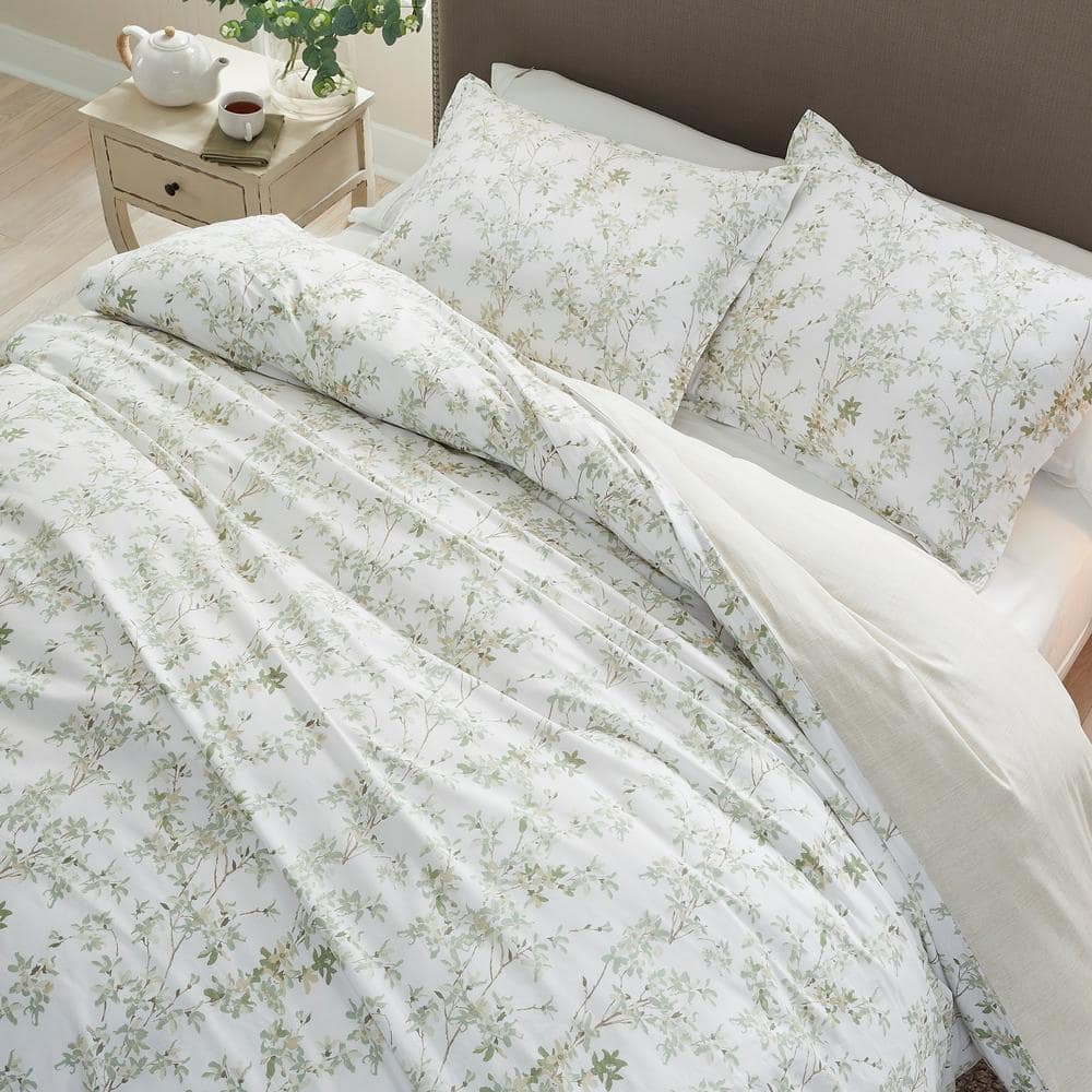 Lindy Green Cotton Twin Duvet Cover Set with Shams