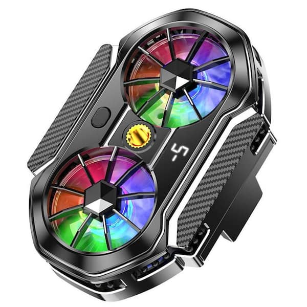 Lightweight Mobile Dual Cooling Fan with Semiconductor Cooling Chip and RGB Light for Iphone/Android